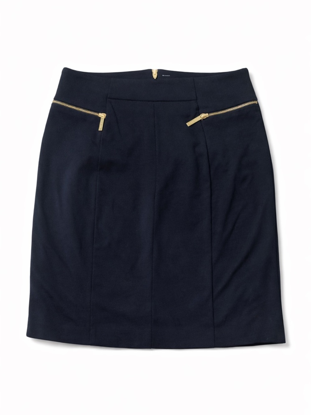 MICHAEL Michael Kors Dark Pencil Skirt with Gold Zipper Detail